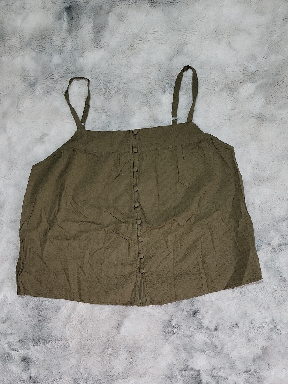 Actual Color Is Green NWT Faherty Marina Seersucker Button Front Tank Tip S